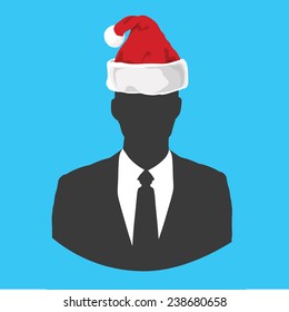 businessman in Santa Clause hat