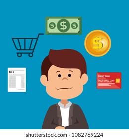 businessman with save money icons