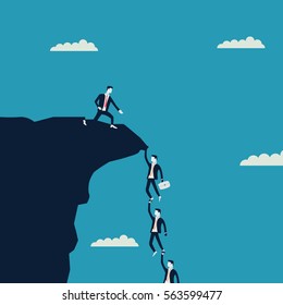 Businessman Saving Colleges From Falling Down A Dangerous Cliff