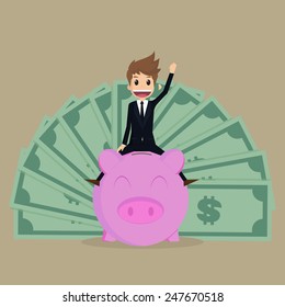Businessman saving money.vector