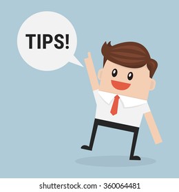 ¡Empresario diciendo consejos! - Vector