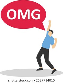 Businessman says oh my god! Modern vector illustration in flat style

