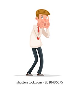 Businessman scared shocked character isolated cartoon icon design vector illustration