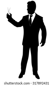 businessman with scissors