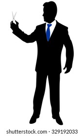businessman with scissors