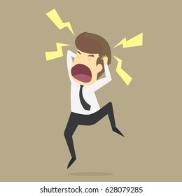 A businessman screaming with stress. vector