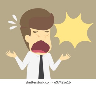 A businessman screaming with stress.VECTOR