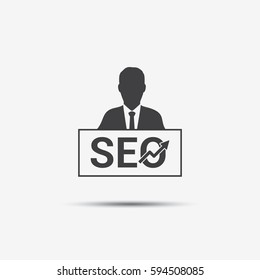 Businessman & Search Engine Optimization SEO Label