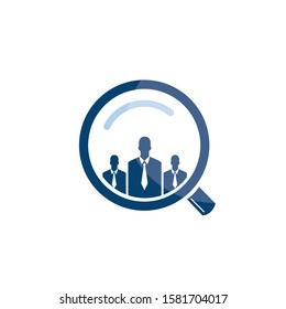 Businessman and Search Logo Template. Man and Magnifier Vector Design.	
