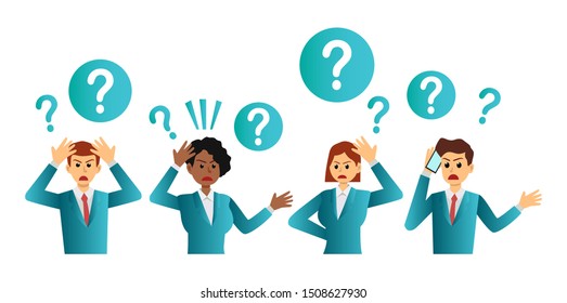 Businessman search of solutions to problems. vector illustration.