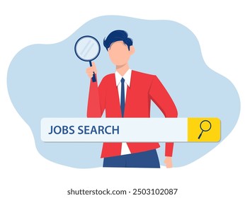 Businessman Searching for candidate, HR Human Resources find people to fill in job vacancy, recruitment or finding career opportunity concept, 