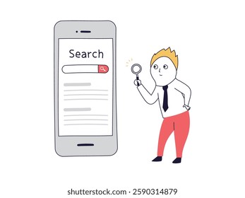 Businessman searching the internet using a smartphone
