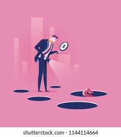 Businessman searching money, Business concept vector illustration