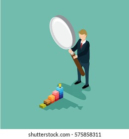 businessman searching for success magnifying glass