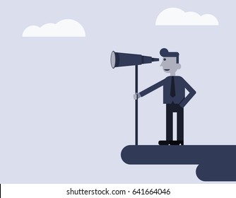 Businessman searching through a binocular