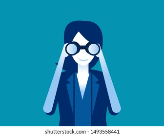 Businessman searching through binoculars. Concept business vector illustration, Flat business cartoon style, Looking.