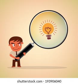 Businessman Seeking Idea Vector Concept