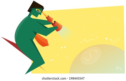 Businessman Seeking Opportunities - Illustration