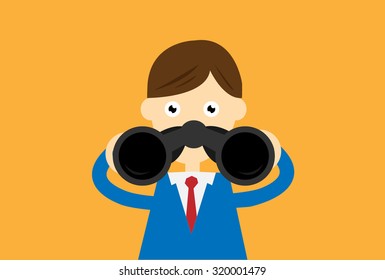 Businessman seeking for ways about business such as job, market opportunities, more money, monitoring some activities.