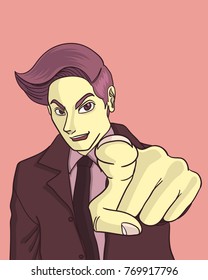 businessman self confident and finger pointing to goal