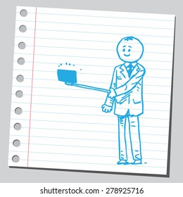 Businessman with selfie stick