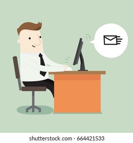 Businessman send a message