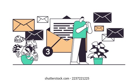 businessman sending or receiving letters on smartphone email inbox message notification new unread mail business communication