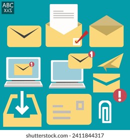 Businessman sends email to communicate as automatic newsletter, letter format includes original and draft, online advertisement or mailing list, internet mailing career.