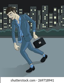 a businessman senseless walking back home