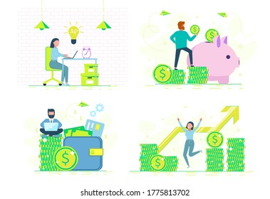 Businessman series - finance set. Vector financial illustration