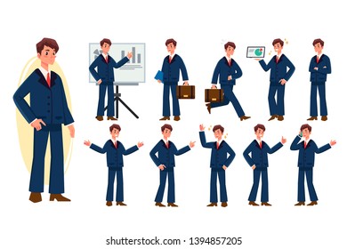 Businessman set with different posture