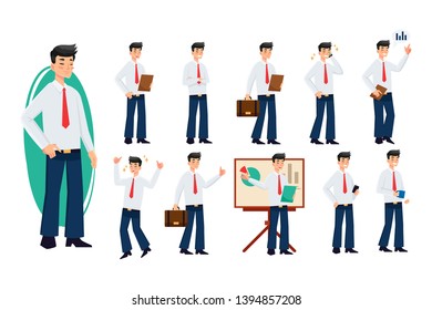 Businessman set with different posture