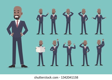 Businessman set with different postures 
