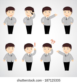 businessman. set of funny cartoon office worker in various  poses