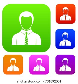 Businessman set icon color in flat style isolated on white. Collection sings vector illustration