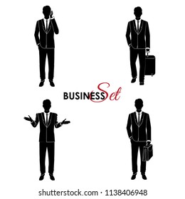 Businessman set, man in a business suit in different poses