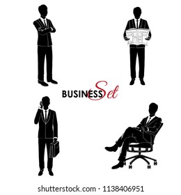 Businessman set, man in a business suit in different poses