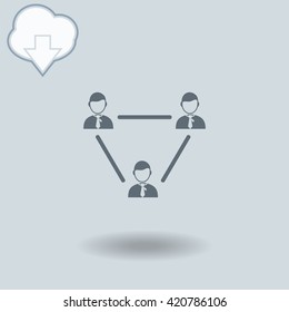 Businessman setting icon with shadow. Cloud of download with arrow.