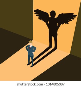 Businessman With Shadow Of Angel