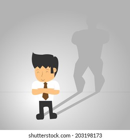 Businessman a shadow of an athlete - commitment and career strength concept