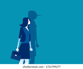 Businessman Of Shadow Of His Long Nose. Lying People Concept. Flat Cartoon Vector Illustration Style