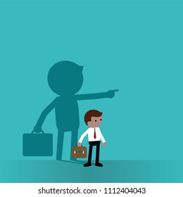 Businessman shadow pointing with him
