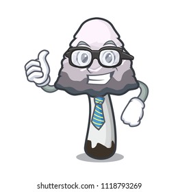Businessman shaggy mane mushroom character cartoon