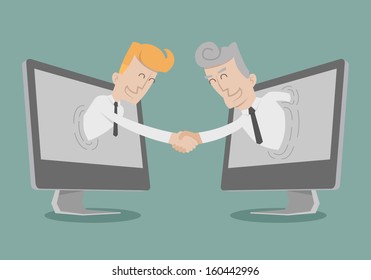 Businessman shake hand , Online Business , Online Marketing , eps10 vector format