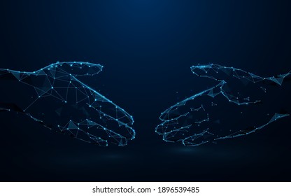 Businessman shakes hands. Don't shake hands protection yourself from Coronavirus. Low poly model design. Vector illustration