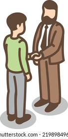 Businessman shaking hands with client. Isometric people making deal