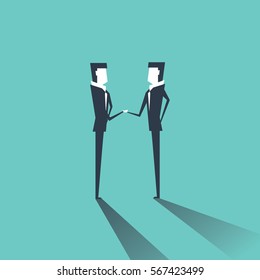 Businessman shaking hands congratulating each other with successful deal. vector