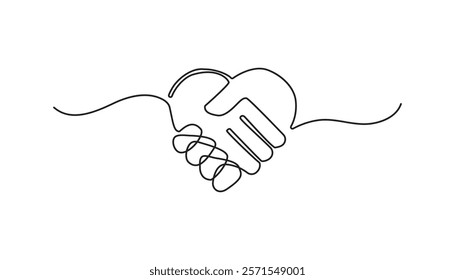 businessman shaking hands continuous one line drawing