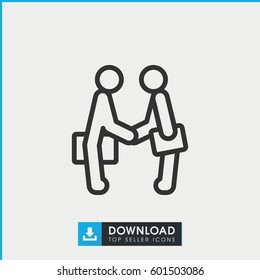 Businessman Shaking Hands Icon. Simple Outline Businessman Shaking Hands Vector Icon. On White Background.