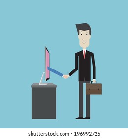 Businessman shaking hands online - Vector 